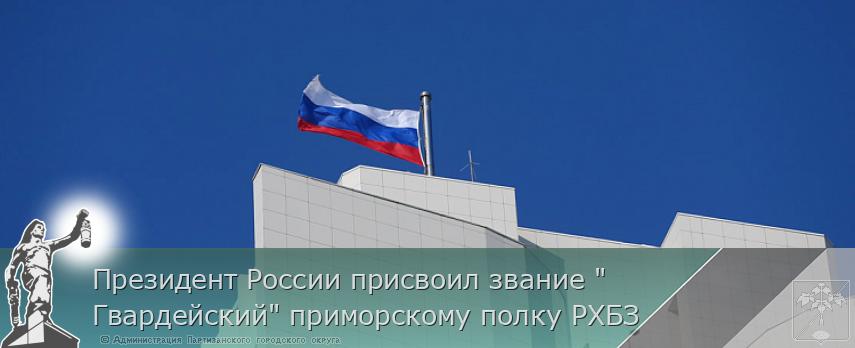 Президент России присвоил звание "Гвардейский" приморскому полку РХБЗ | Администрация муниципального округа город Партизанск Приморского края Официальный сайт