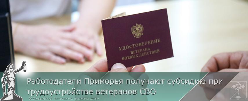 Работодатели Приморья получают субсидию при трудоустройстве ветеранов СВО | Администрация муниципального округа город Партизанск Приморского края Официальный сайт